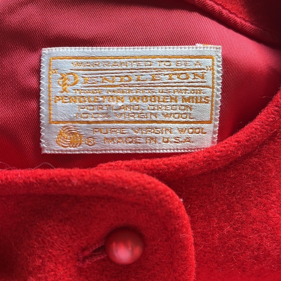 Adorable poppy red vintage Pendleton wool sweater/jacket - Picture 7 of 7